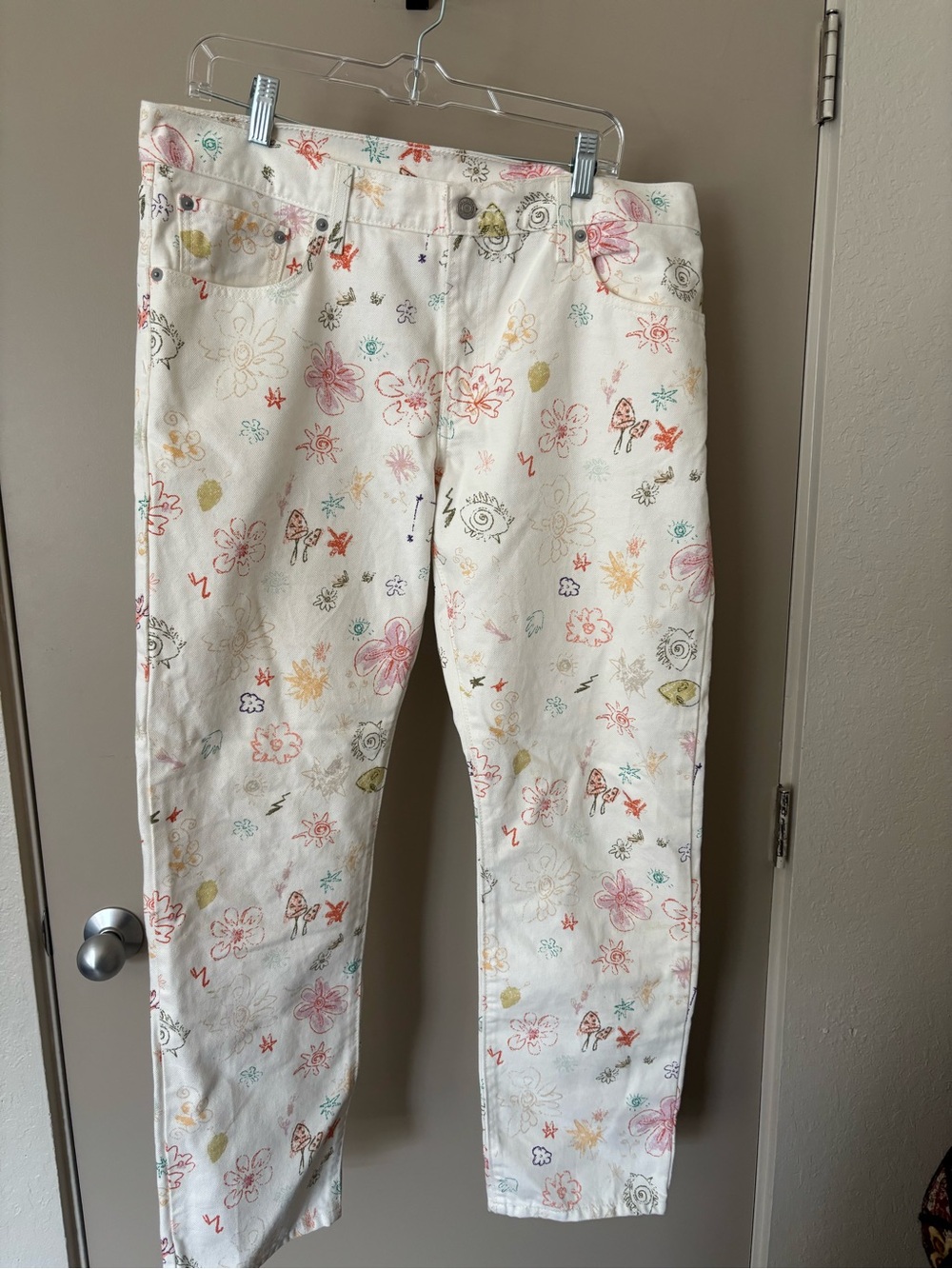 White Floral Print Women’s Jeans